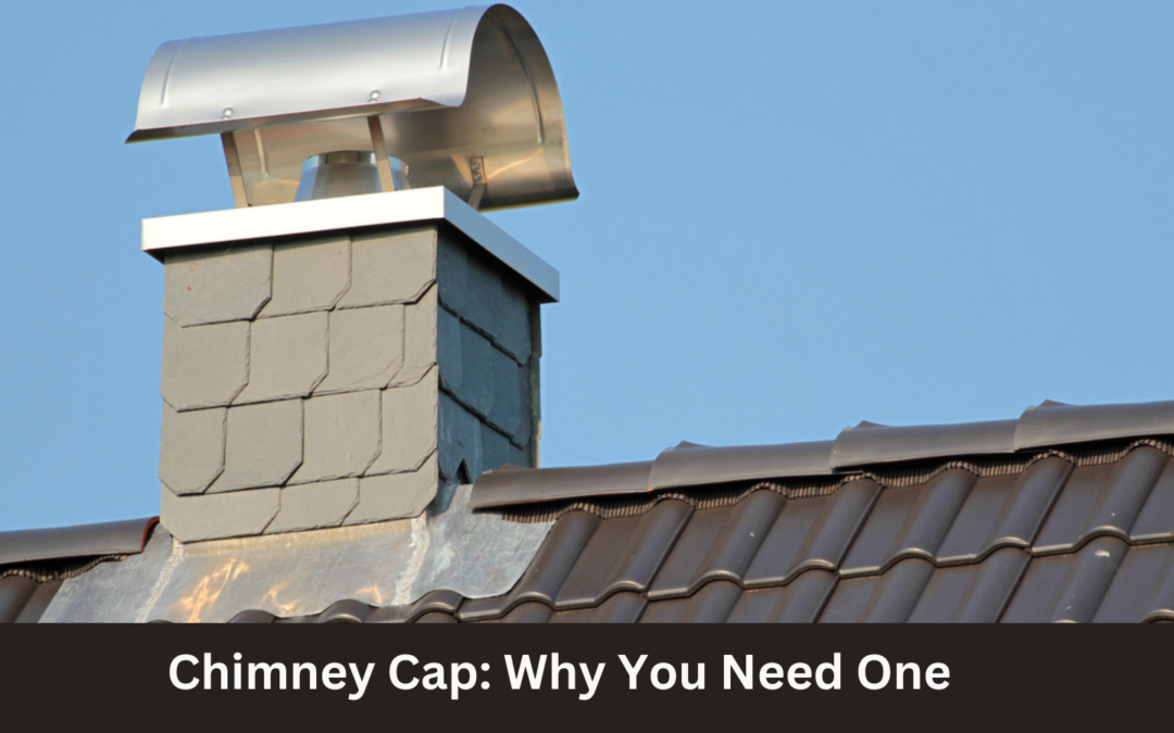 Stainless steel chimney cap installed on a brick chimney, protected by Frechette Chimney Sweeping